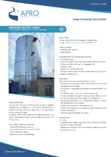 Application sheet - Drinking water