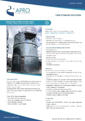 Application sheet - rainwater, storm water tanks