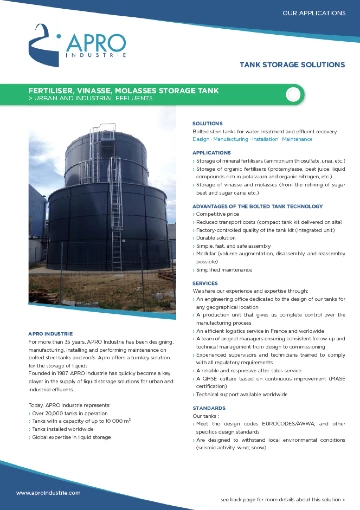 Application sheet - Fertiliser, vinasse, molasses
