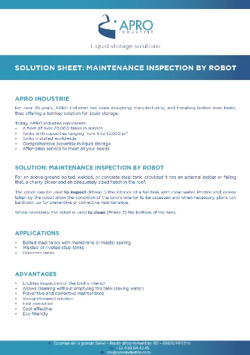 Service sheet - maintenance visit by robot