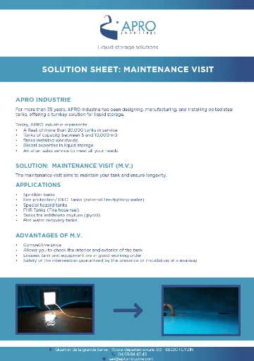 Service sheet - maintenance visit by tank emptying
